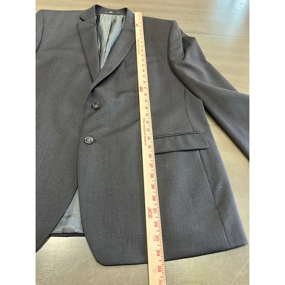 Calvin Klein Mens Charcoal Gray 100% Wool 2 Button Blazer Suit Jacket 48L - Picture 8 of 16